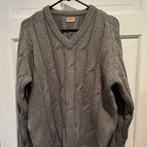 Vintage 70s/80sJaeger Sweater Mens 40 Blue Green Shetland Wool Cable Knit M/L